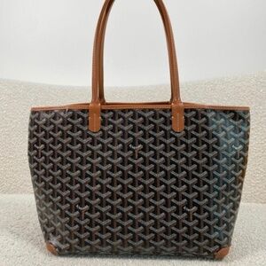 Authentic Goyard Artois MM Tote Bag Black Tan